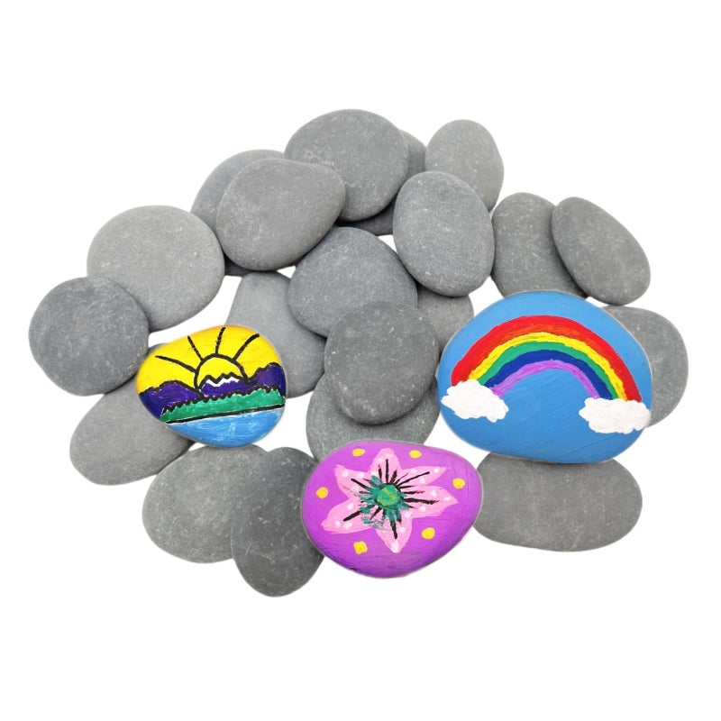 Lifetop 16PCS Painting Rocks, 2""-3"" Natural River DIY Rocks Flat & Smooth Kindness Rocks for Arts, Crafts, Decoration, Medium Rocks for Painting,Hand Picked for Painting Rocks - Image 1